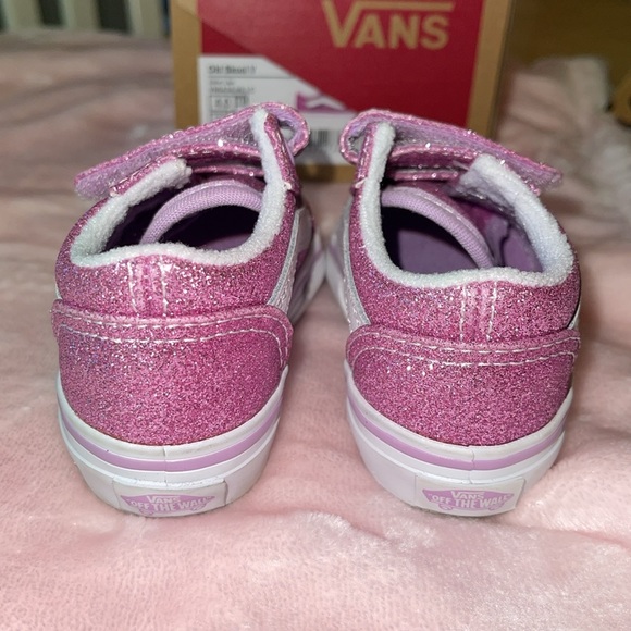 Vans Old Skool V Glitter Skate Shoe - Baby / Toddler - Lilac - Picture 9 of 16